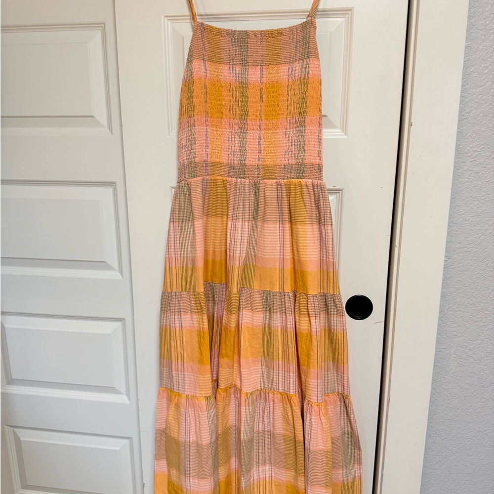 Universal Thread Orange and Pink Plaid Dress - image 1